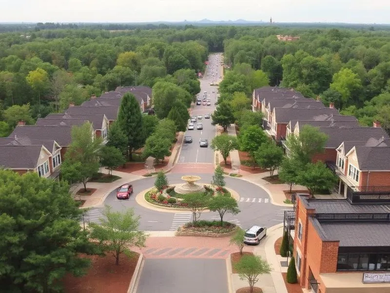 Brookhaven Georgia upscale neighborhood with tree-lined streets and luxury homes