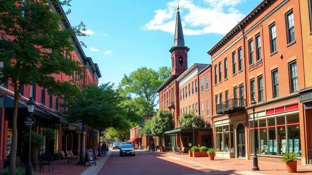Historic Marietta town square with charming architecture and traditional southern buildings